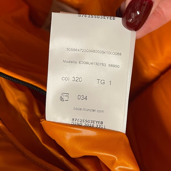 RARE Moncler x Fragment Orange Genius 7 Goose Down Puffer Coat NWT SZ 1 (Men S) - Picture 14 of 16